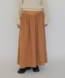 【CLEIO】スウェードライク切替えギャザースカート SUEDE-LIKE SWITCHING GATHER SKIRT