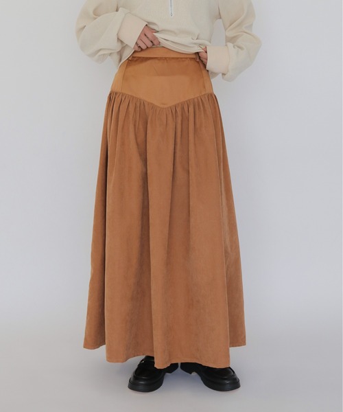 CLEIO(クレイオ)の「【CLEIO】スウェードライク切替えギャザースカート SUEDE-LIKE SWITCHING GATHER SKIRT(スカート・レディース・テラコッタ/アッシュブラウン/ライトベージュ・FREE)」の18枚目の写真