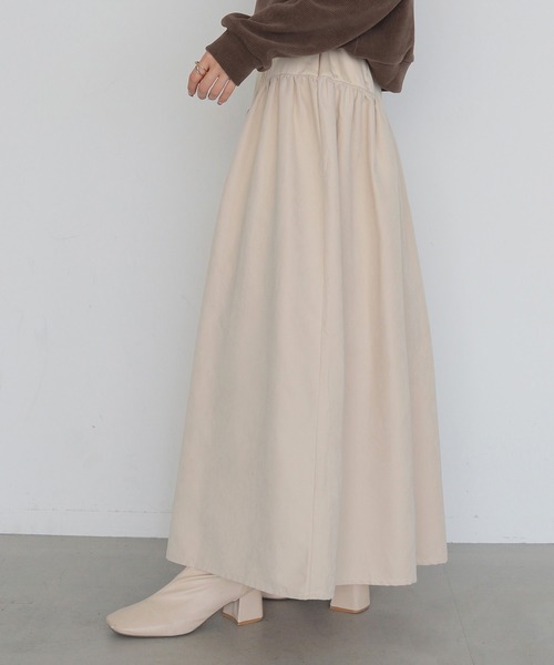 CLEIO(クレイオ)の「【CLEIO】スウェードライク切替えギャザースカート SUEDE-LIKE SWITCHING GATHER SKIRT(スカート・レディース・テラコッタ/アッシュブラウン/ライトベージュ・FREE)」の5枚目の写真