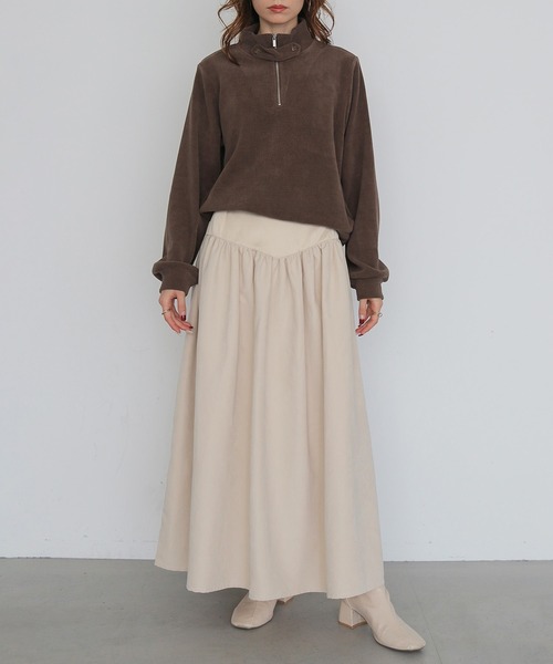 CLEIO(クレイオ)の「【CLEIO】スウェードライク切替えギャザースカート SUEDE-LIKE SWITCHING GATHER SKIRT(スカート・レディース・テラコッタ/アッシュブラウン/ライトベージュ・FREE)」の8枚目の写真