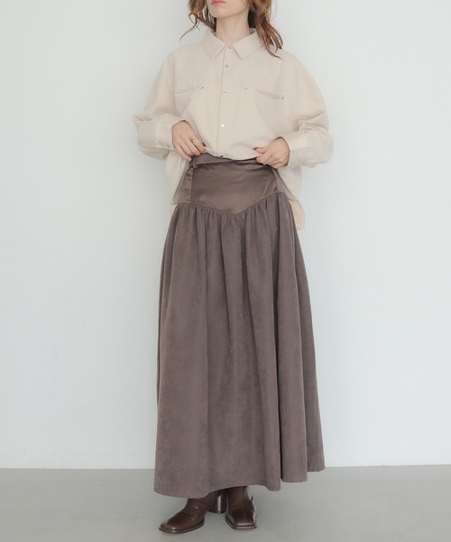 CLEIO(クレイオ)の「【CLEIO】スウェードライク切替えギャザースカート SUEDE-LIKE SWITCHING GATHER SKIRT(スカート・レディース・テラコッタ/アッシュブラウン/ライトベージュ・FREE)」の16枚目の写真