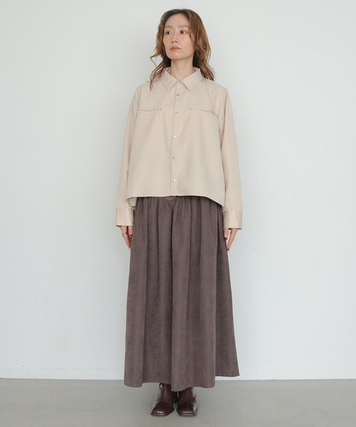 CLEIO(クレイオ)の「【CLEIO】スウェードライク切替えギャザースカート SUEDE-LIKE SWITCHING GATHER SKIRT(スカート・レディース・テラコッタ/アッシュブラウン/ライトベージュ・FREE)」の17枚目の写真