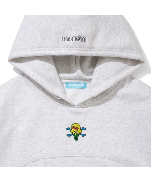 ICECREAM(アイスクリーム)の「EMBROIDEREY LOGO SWITCHING COTTON HOODIE(パーカー・メンズ・ブラック/アッシュグレー・MEDIUM/LARGE/X-LARGE)」の4枚目の写真