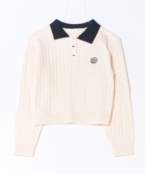 2枚衿ハート釦ポロ（Tシャツ/カットソー）｜Another Branch olive des