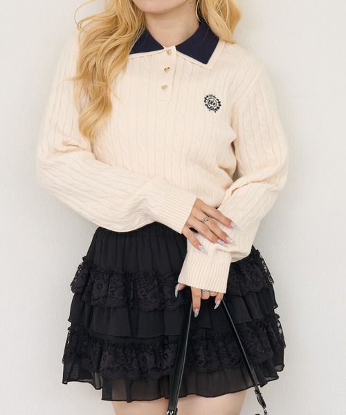 Another Branch olive des olive(アナザーブランチオリーブデオリーブ)の「2枚衿ハート釦ポロ(Tシャツ/カットソー・レディース・ボルドー/アイボリー/チャコールグレー/ネイビー・FREE)」の22枚目の写真