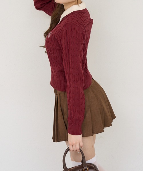Another Branch olive des olive(アナザーブランチオリーブデオリーブ)の「2枚衿ハート釦ポロ(Tシャツ/カットソー・レディース・ボルドー/アイボリー/チャコールグレー/ネイビー・FREE)」の14枚目の写真