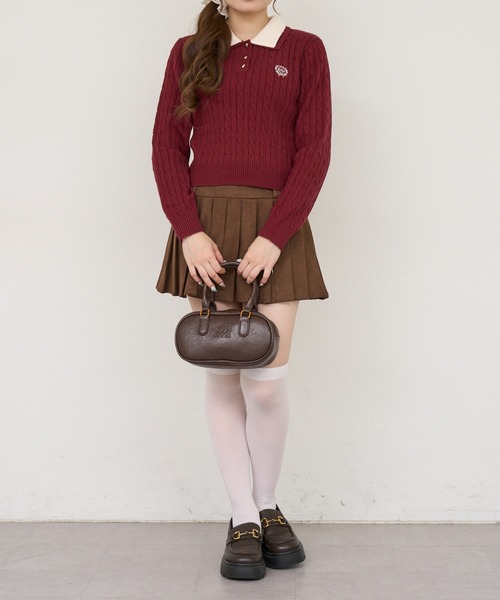 Another Branch olive des olive(アナザーブランチオリーブデオリーブ)の「2枚衿ハート釦ポロ(Tシャツ/カットソー・レディース・ボルドー/アイボリー/チャコールグレー/ネイビー・FREE)」の16枚目の写真