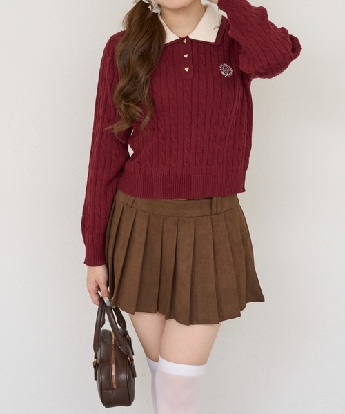 Another Branch olive des olive(アナザーブランチオリーブデオリーブ)の「2枚衿ハート釦ポロ(Tシャツ/カットソー・レディース・ボルドー/アイボリー/チャコールグレー/ネイビー・FREE)」の15枚目の写真