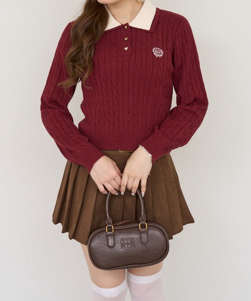 Another Branch olive des olive(アナザーブランチオリーブデオリーブ)の「2枚衿ハート釦ポロ(Tシャツ/カットソー・レディース・ボルドー/アイボリー/チャコールグレー/ネイビー・FREE)」の13枚目の写真