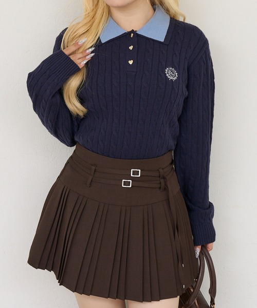 Another Branch olive des olive(アナザーブランチオリーブデオリーブ)の「2枚衿ハート釦ポロ(Tシャツ/カットソー・レディース・ボルドー/アイボリー/チャコールグレー/ネイビー・FREE)」の7枚目の写真