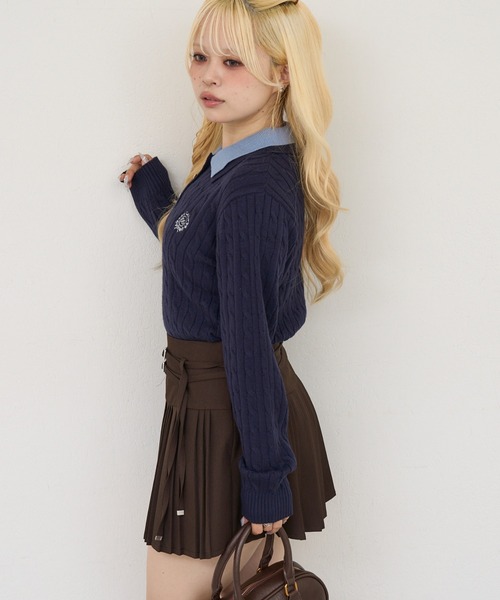 Another Branch olive des olive(アナザーブランチオリーブデオリーブ)の「2枚衿ハート釦ポロ(Tシャツ/カットソー・レディース・ボルドー/アイボリー/チャコールグレー/ネイビー・FREE)」の8枚目の写真