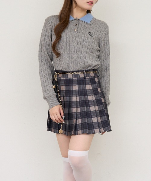 Another Branch olive des olive(アナザーブランチオリーブデオリーブ)の「2枚衿ハート釦ポロ(Tシャツ/カットソー・レディース・ボルドー/アイボリー/チャコールグレー/ネイビー・FREE)」の20枚目の写真