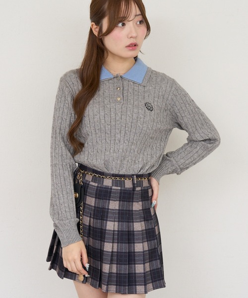 Another Branch olive des olive(アナザーブランチオリーブデオリーブ)の「2枚衿ハート釦ポロ(Tシャツ/カットソー・レディース・ボルドー/アイボリー/チャコールグレー/ネイビー・FREE)」の17枚目の写真