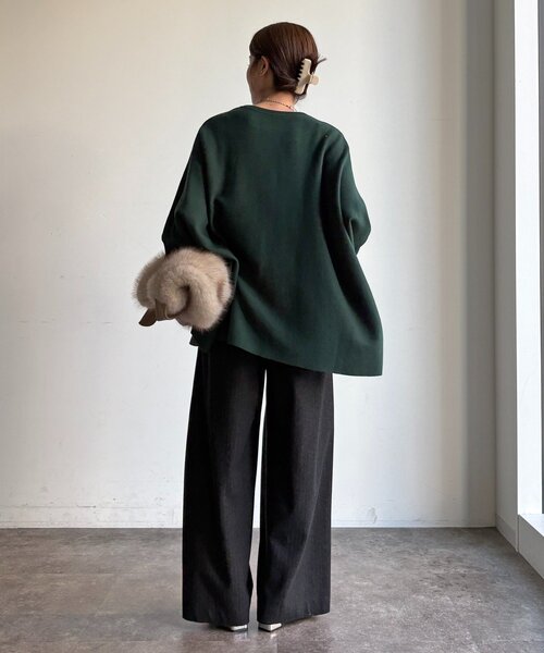 DouDou(ドゥドゥ)の「ウーレットストライプパンツ(その他パンツ・レディース・ブラック/グレー・38/36)」の7枚目の写真