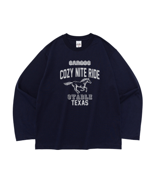 CARGOBROS FOR WOMAN(カーゴブロスフォーウィメン)の「MUSINSA限定 テキサス STABLE ホース ロングスリーブ (ネイビー)(Tシャツ/カットソー・レディース・その他・SMALL/MEDIUM/LARGE/X-LARGE)」の1枚目の写真