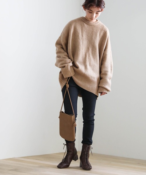 select MOCA（セレクトモカ）の「2021 AW オーバーサイズボリュームニット（ニット/セーター・レディース・ホワイト/ブラウン/サックスブルー/イエロー/ピンクベージュ/ベージュ/パープル/グリーン/ダークブラウン・FREE）」の14枚目の写真