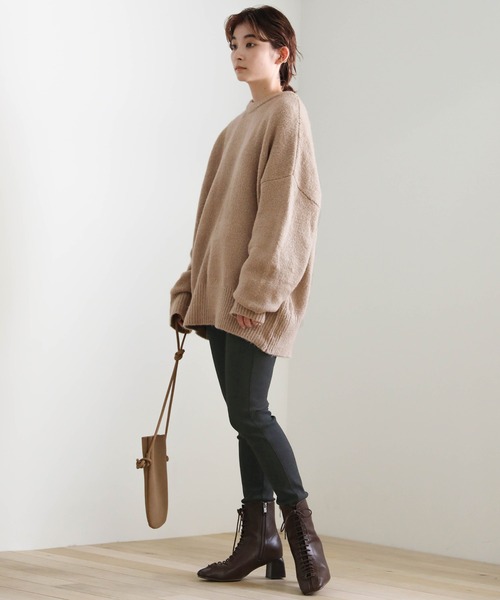 select MOCA（セレクトモカ）の「2021 AW オーバーサイズボリュームニット（ニット/セーター・レディース・ホワイト/ブラウン/サックスブルー/イエロー/ピンクベージュ/ベージュ/パープル/グリーン/ダークブラウン・FREE）」の15枚目の写真