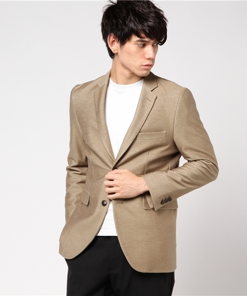 MORGAN HOMME(モルガンオム)の「ウールツイルデニムライクジャケット(テーラードジャケット)」|ベージュ