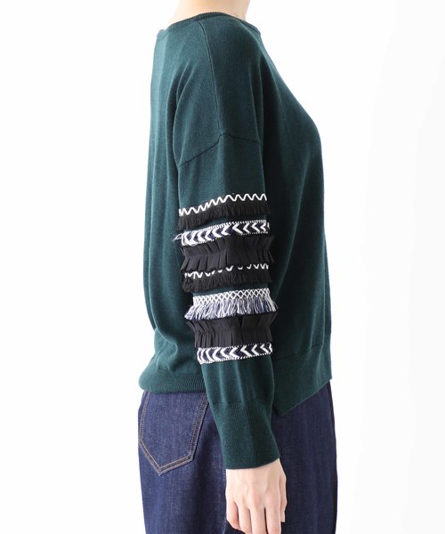 STUDIOUS SELECT（ステュディオスセレクト）の「【Dignite Collier】12G天竺袖ブレードPO 809604（ニット/セーター・レディース・グリーン・FREE）」の5枚目の写真