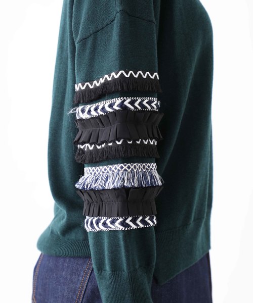 STUDIOUS SELECT（ステュディオスセレクト）の「【Dignite Collier】12G天竺袖ブレードPO 809604（ニット/セーター・レディース・グリーン・FREE）」の4枚目の写真
