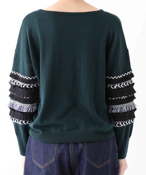 STUDIOUS SELECT（ステュディオスセレクト）の「【Dignite Collier】12G天竺袖ブレードPO 809604（ニット/セーター・レディース・グリーン・FREE）」の2枚目の写真