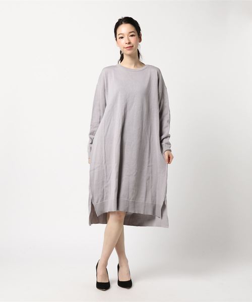LBC（エルビーシー）の「前後差ゆったりニットチュニック              （ワンピース・レディース・グレー/ネイビー・MEDIUM）」の5枚目の写真