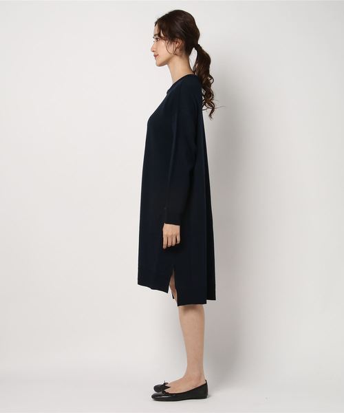 LBC（エルビーシー）の「前後差ゆったりニットチュニック              （ワンピース・レディース・グレー/ネイビー・MEDIUM）」の4枚目の写真