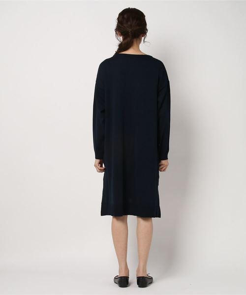LBC（エルビーシー）の「前後差ゆったりニットチュニック              （ワンピース・レディース・グレー/ネイビー・MEDIUM）」の3枚目の写真