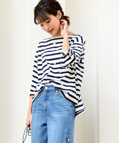 LIPSTAR(リップスター)の「星刺繍タックスリーブカットソー(Tシャツ/カットソー・レディース・オフホワイト/ブラック/ブルー系その他/ラベンダー・M)」の4枚目の写真