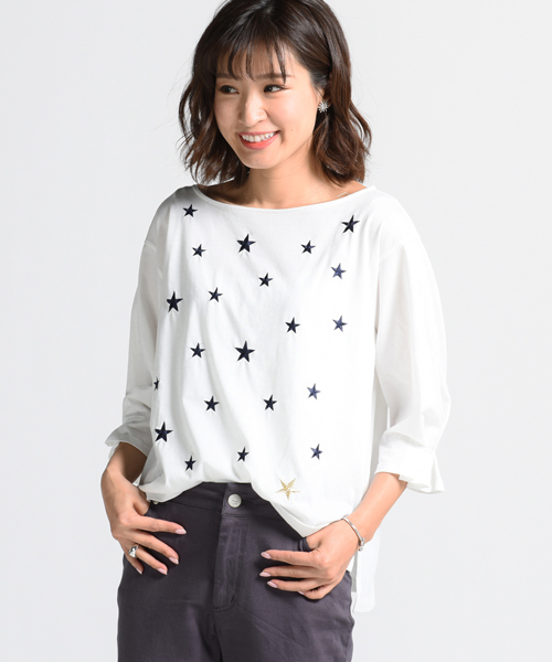ハート刺しゅうタックスリーブ売れ筋商品|||カットソープル（マリアステラ） SUMMER SALE】【百貨店・直営店限定】SOMETHING バイオサッカー