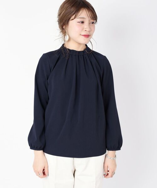SHIPS(シップス)の「〈手洗い可能〉ギャザーハイネックブラウス◇(シャツ/ブラウス・レディース・オフホワイト/ネイビー/イエロー系その他・ONE SIZE)」の7枚目の写真