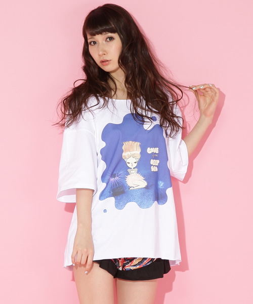 goocy（グーシー）の「【FOXY illustrations×goocy】DeepSeaオーバーTシャツ（Tシャツ/カットソー・レディース・ライトグレー/ホワイト・FREE）」の9枚目の写真