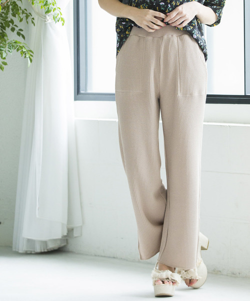 WEGO（ウィゴー）の「WEGO/ワッフルスリットパンツ（その他パンツ・レディース・ライトベージュ/ブラック/杢グレー・FREE）」の3枚目の写真