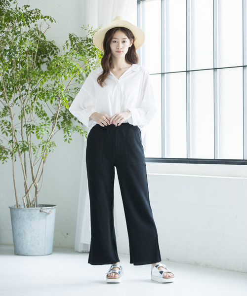 WEGO（ウィゴー）の「WEGO/ワッフルスリットパンツ（その他パンツ・レディース・ライトベージュ/ブラック/杢グレー・FREE）」の8枚目の写真