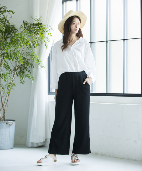 WEGO（ウィゴー）の「WEGO/ワッフルスリットパンツ（その他パンツ・レディース・ライトベージュ/ブラック/杢グレー・FREE）」の9枚目の写真