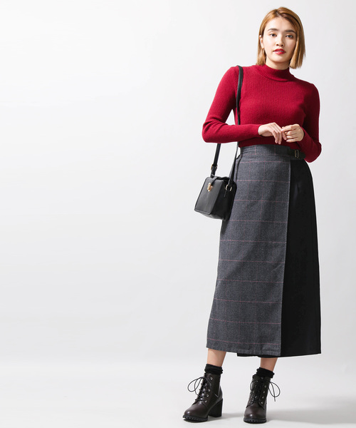 WEGO(ウィゴー)の「WEGO/チェック配色ラップスカート(スカート・レディース・グレー系その他2/ブラウン系その他2/ブルー系その他2・FREE)」の12枚目の写真