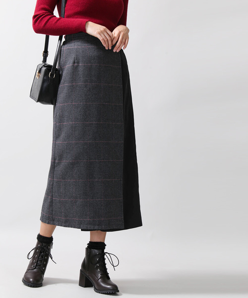 WEGO(ウィゴー)の「WEGO/チェック配色ラップスカート(スカート・レディース・グレー系その他2/ブラウン系その他2/ブルー系その他2・FREE)」の11枚目の写真