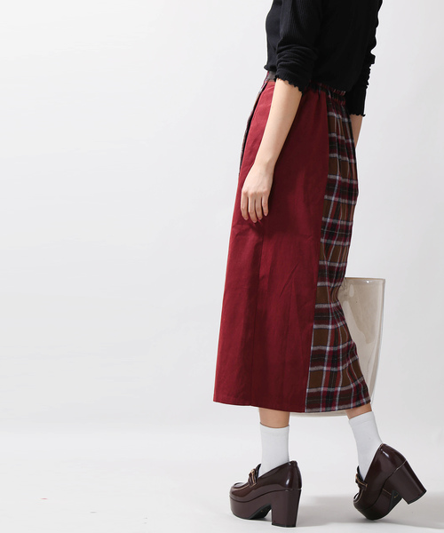 WEGO(ウィゴー)の「WEGO/チェック配色ラップスカート(スカート・レディース・グレー系その他2/ブラウン系その他2/ブルー系その他2・FREE)」の9枚目の写真