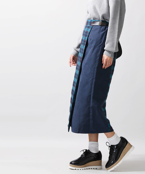 WEGO(ウィゴー)の「WEGO/チェック配色ラップスカート(スカート・レディース・グレー系その他2/ブラウン系その他2/ブルー系その他2・FREE)」の6枚目の写真