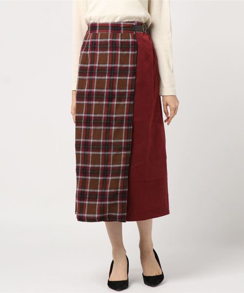 WEGO(ウィゴー)の「WEGO/チェック配色ラップスカート(スカート・レディース・グレー系その他2/ブラウン系その他2/ブルー系その他2・FREE)」の15枚目の写真