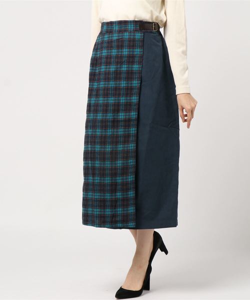 WEGO(ウィゴー)の「WEGO/チェック配色ラップスカート(スカート・レディース・グレー系その他2/ブラウン系その他2/ブルー系その他2・FREE)」の14枚目の写真