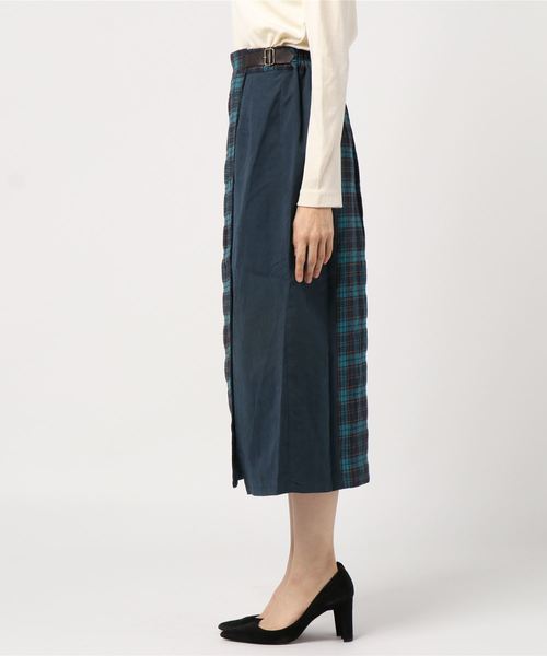 WEGO(ウィゴー)の「WEGO/チェック配色ラップスカート(スカート・レディース・グレー系その他2/ブラウン系その他2/ブルー系その他2・FREE)」の4枚目の写真