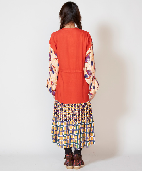 チャイハネ（チャイハネ）の「【チャイハネ】レトロ柄キャンディスリーブワンピース（ワンピース・レディース・イエロー/ブルー/グリーン・FREE）」の11枚目の写真