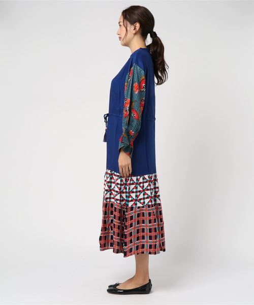 チャイハネ（チャイハネ）の「【チャイハネ】レトロ柄キャンディスリーブワンピース（ワンピース・レディース・イエロー/ブルー/グリーン・FREE）」の6枚目の写真