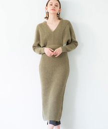 TAN | 【TAN】ブイネックラムワンピース 18AW-1(ワンピース)