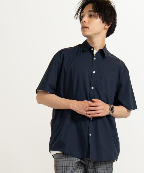 WEGO（ウィゴー）の「WEGO/ストレッチブロード半袖ポプリンシャツ（シャツ/ブラウス・メンズ・ホワイト/ブラック/ネイビー・SMALL/MEDIUM/LARGE）」の3枚目の写真