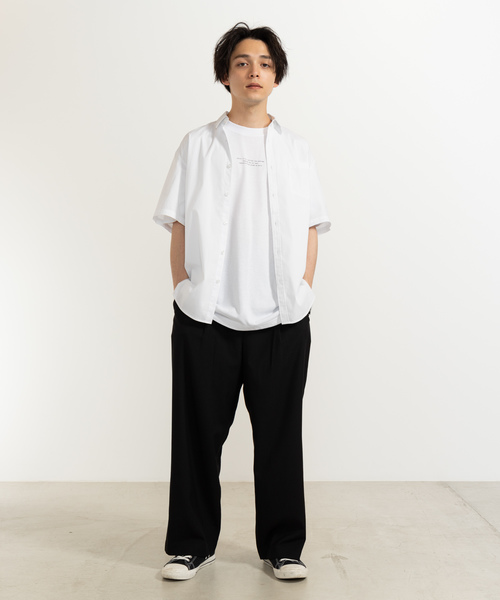 WEGO（ウィゴー）の「WEGO/ストレッチブロード半袖ポプリンシャツ（シャツ/ブラウス・メンズ・ホワイト/ブラック/ネイビー・SMALL/MEDIUM/LARGE）」の6枚目の写真