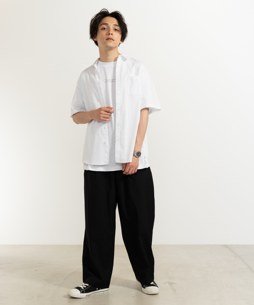 WEGO（ウィゴー）の「WEGO/ストレッチブロード半袖ポプリンシャツ（シャツ/ブラウス・メンズ・ホワイト/ブラック/ネイビー・SMALL/MEDIUM/LARGE）」の7枚目の写真