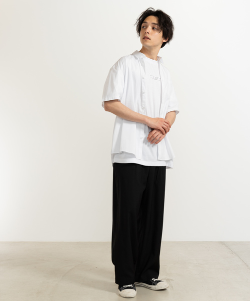 WEGO（ウィゴー）の「WEGO/ストレッチブロード半袖ポプリンシャツ（シャツ/ブラウス・メンズ・ホワイト/ブラック/ネイビー・SMALL/MEDIUM/LARGE）」の8枚目の写真