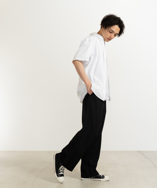 WEGO（ウィゴー）の「WEGO/ストレッチブロード半袖ポプリンシャツ（シャツ/ブラウス・メンズ・ホワイト/ブラック/ネイビー・SMALL/MEDIUM/LARGE）」の9枚目の写真